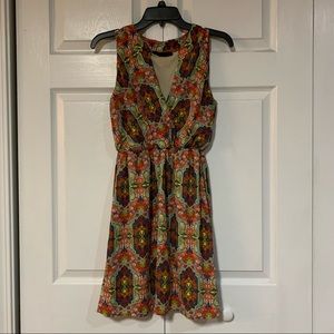 Sleeveless Multi Colored A-Line Dress